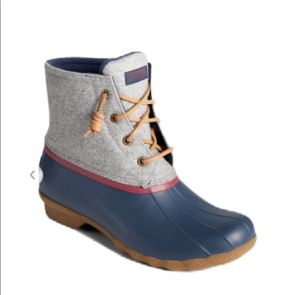 Sperry Women’s Saltwater Wool Duck Boot in Grey‎ Gray Navy Maroon - Picture 1 of 9